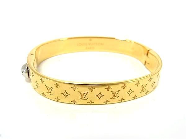 1円 ■美品■ LOUIS VUITTON ルイヴィトン M00251 カフ ナノグラム バングル アクセサリー レディース ゴールド系 AW9160の画像1