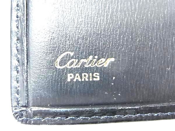 1 jpy # beautiful goods # Cartier Cartier sapphire line leather folding twice purse wallet . inserting card inserting lady's black group AZ3715