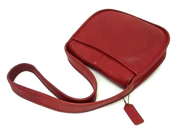 1 jpy COACH Coach 9034 Old Coach Vintage USA America made leather one shoulder bag lady's red group AW9675