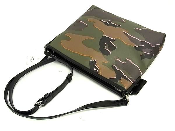 1 jpy # ultimate beautiful goods # COACH Coach F35440 PVC× leather camouflage -ju pattern Cross body shoulder bag diagonal .. khaki series AW9562