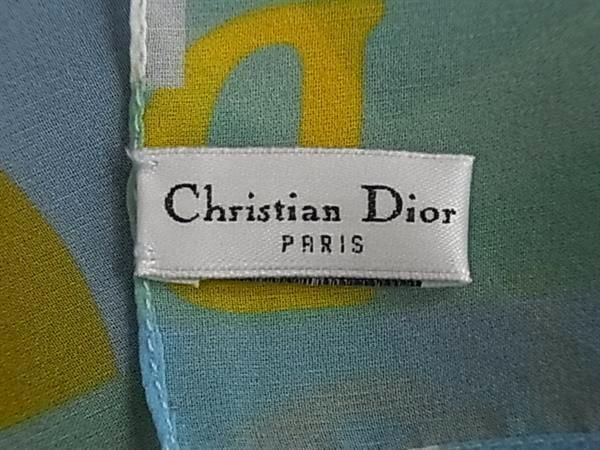 1 jpy # beautiful goods # ChristianDior Christian Dior silk 100% total pattern scarf handkerchie -f lady's blue group × multicolor FA1658