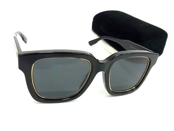1円 ■極美品■ GUCCI グッチ 1136SA 001 サングラス メガネ 眼鏡 レディース メンズ ブラック系×ゴールド系 AW5534_画像1