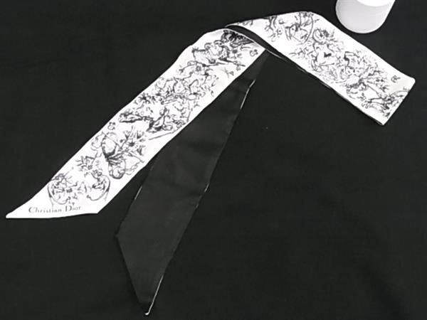 1 jpy # new goods # unused # ChristianDior Dior 15CON106I606mitsa silk 100% animal animal pattern ribbon scarf white group AW7627