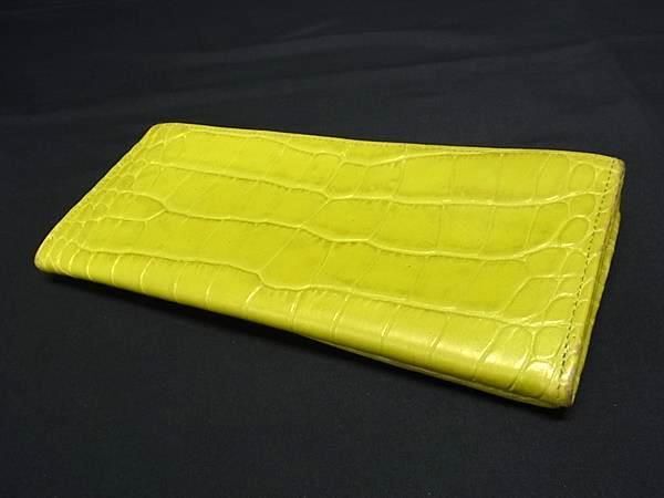 1 jpy # beautiful goods # LONGCHAMP Long Champ rozo crocodile type pushed . leather folding in half long wallet wallet lady's light green series AW8135