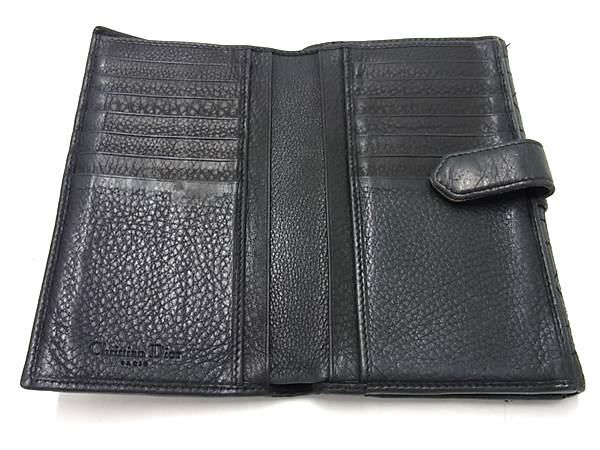 1 jpy ChristianDior Dior kana -ju leather folding in half long wallet wallet . inserting change purse . lady's black group AX6435