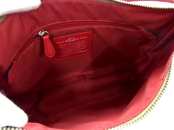 1 jpy # beautiful goods # COACH Coach 37584 signature canvas one shoulder bag lady's brown group × red group AZ2412