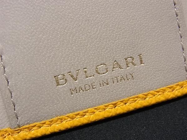 1 иен # превосходный товар # BVLGARI BVLGARY BVLGARY кожа 6 полосный чехол для ключей ключ inserting женский мужской оттенок желтого AZ3186