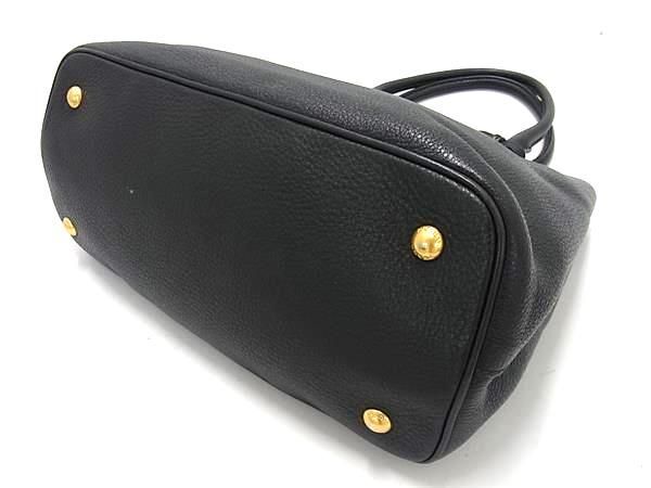 1円 ■美品■ PRADA プラダ レザー 2WAY トートバッグ ショルダーバッグ 肩掛けかばん レディース ブラック系 AZ3977_画像4