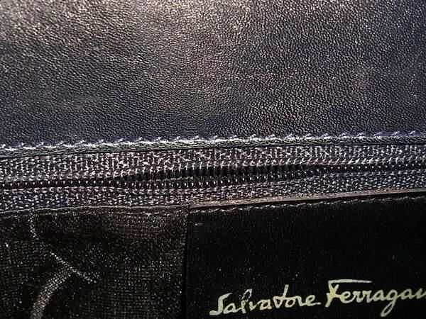 1円 ■美品■ Salvatore Ferragamo フェラガモ BA 21 4178 ヴァラリボン レザー 2WAY ハンドバッグ ショルダー ダークネイビー系 AZ4015_画像7