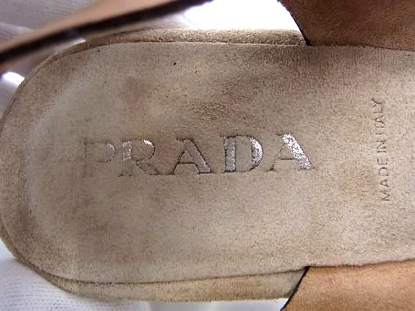 1円 PRADA プラダ レザー ヒール サンダル 表記サイズ35 (約22cm) 靴 シューズ レディース ブラウン系×ゴールド系 AW9877_画像6