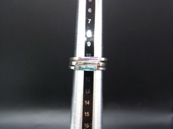 4℃ ヨンドシー 3連 リング 指輪 アクセサリー 約11号 レディース シルバー系×マルチカラー DE2520の画像4