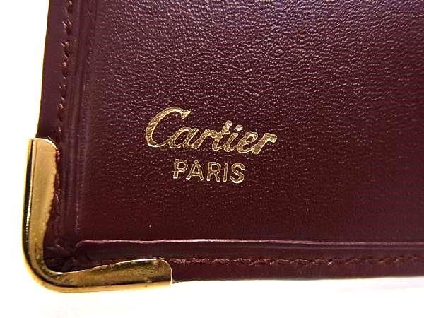 ■新品同様■ Cartier カルティエ マストライン レザー 二つ折り 長財布 ウォレット 札入れ カード入れ ボルドー系 BE8320_画像6