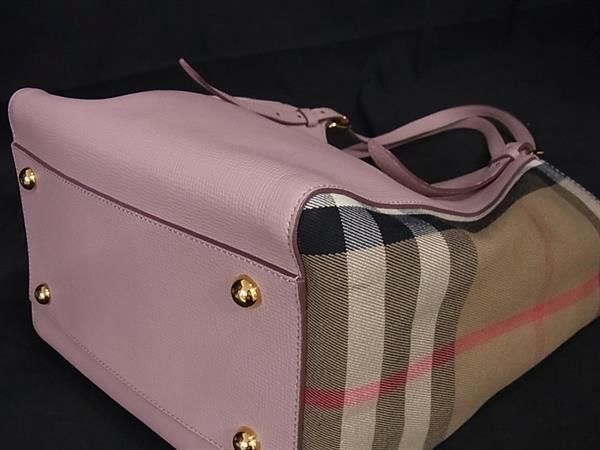 # превосходный товар # BURBERRY Burberry noba проверка кожа × парусина ручная сумочка сумка на плечо женский розовый серия FA3782