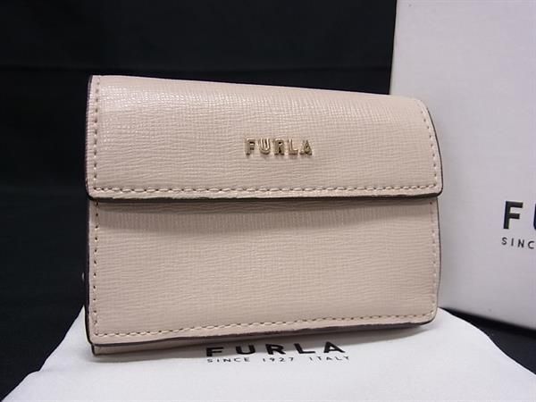 1円 ■美品■ FURLA フルラ レザー 三つ折り 財布 コンパクトウォレット 札入れ 小銭入れ カード入れ レディース ベージュ系 FA7318_画像1