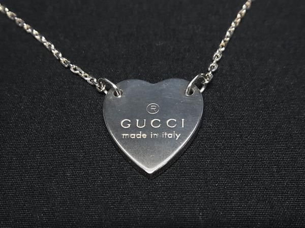 1円 ■新品同様■ GUCCI グッチ SV925 ハート ネックレス ペンダント アクセサリー レディース シルバー系 AZ2158_画像2