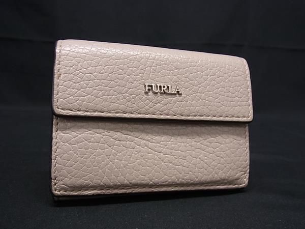 1 jpy FURLA Furla leather three folding purse wallet . inserting change purse . card inserting lady's beige group AY2709
