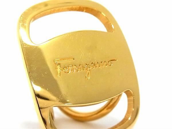 1円 ■美品■ Salvatore Ferragamo フェラガモ ヴァラ スカーフリング スカーフ留め アクセサリー レディース ゴールド系 AW9379_画像3