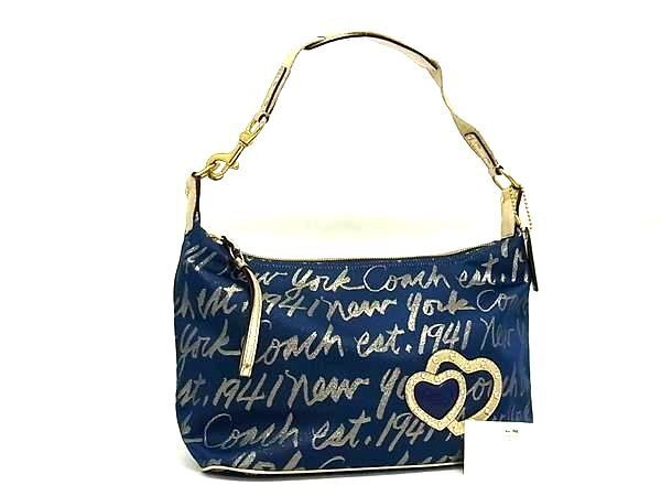 1 jpy # ultimate beautiful goods # COACH Coach F17472po piece kliptoru Rex horn bo- canvas one shoulder bag shoulder .. navy series AY3088