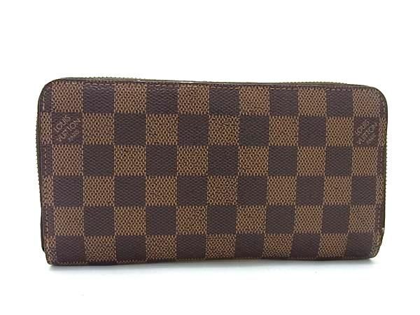 1円 LOUIS VUITTON ルイヴィトン N60015 ダミエ ジッピーウォレット ラウンドファスナー 長財布 ウォレット 小銭入れ ブラウン系 AX6481_画像1