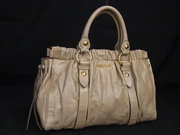 1 jpy miumiu MiuMiu leather handbag tote bag lady's light beige group AY2620