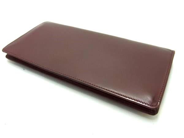 1円 ■美品■ Cartier カルティエ マストライン レザー 二つ折り 長財布 ウォレット 札入れ 小銭入れ カード入れ ボルドー系 AX6458_画像2