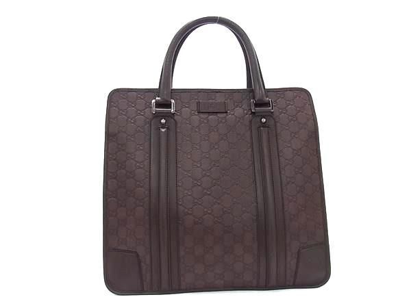 1円 ■美品■ GUCCI グッチ 145842 グッチシマ レザー ハンドバッグ トートバッグ レディース メンズ ブラウン系 AZ4013_画像1