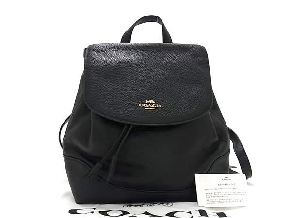 1 jpy # ultimate beautiful goods # COACH Coach F72645 leather pouch type rucksack Day Pack backpack lady's black group FD0041
