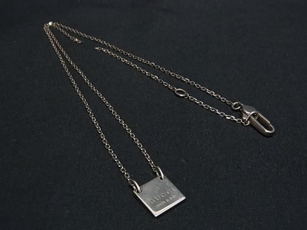 1 jpy GUCCI Gucci SV925 square tag necklace pendant accessory men's lady's silver group AW9227