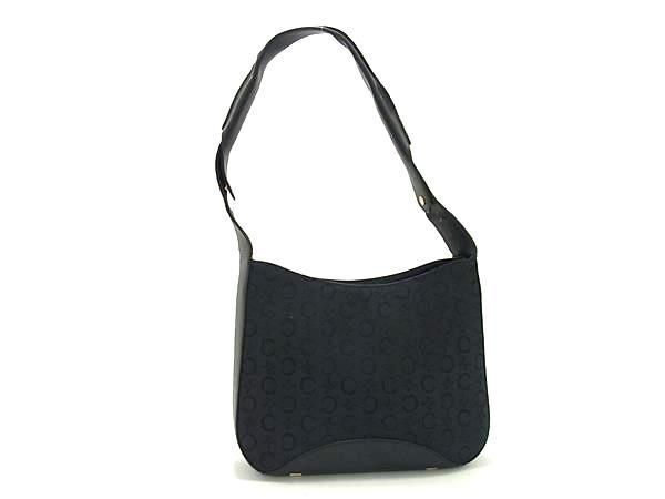 1円 ■美品■ CELINE セリーヌ Cマカダム キャンバス×レザー ワンショルダーバッグ 肩掛け レディース ブラック系 AY2858_画像1