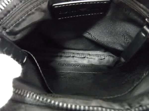 1 иен # превосходный товар # EMPORIO ARMANI Emporio Armani парусина × кожа Cross корпус сумка на плечо наклонный .. оттенок черного AY3100