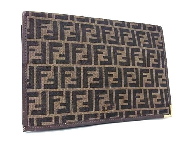 1 jpy FENDI Fendi Zucca pattern z key no canvas × leather clutch bag second bag men's brown group AY3134