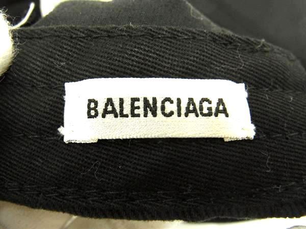 1円 BALENCIAGA バレンシアガ コットン100％ ベースボールキャップ 帽子 ブラック系 FA7312_画像4