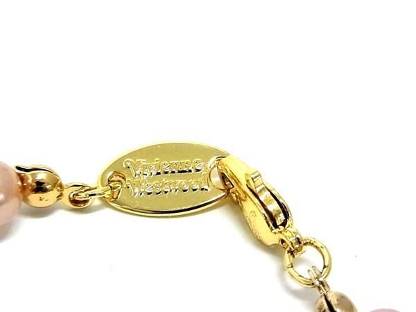 1円 ■新品同様■ Vivienne Westwood ヴィヴィアンウエストウッド オーブ パール ブレスレット アクセサリー ピンク系×ゴールド系 AW9031_画像4