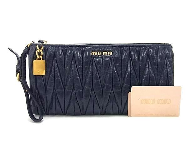 1 иен # превосходный товар # miumiu MiuMiu 5N1455ma tera se кожа клатч ручная сумочка женский темно-синий серия FB0833