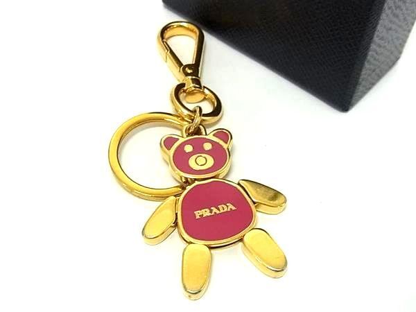 1 jpy PRADA Prada Bear .. key holder key ring bag charm accessory lady's gold group × pink series BL0247