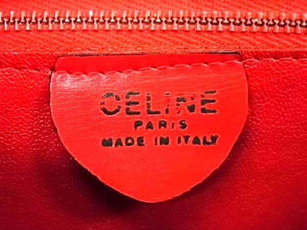 1円 CELINE セリーヌ ヴィンテージ 馬車金具 レザー クロスボディ ショルダーバッグ レディース メンズ レッド系 AR9169_画像6