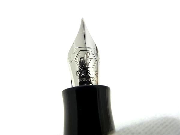 1円 ■美品■ WATERMAN ウォーターマン ペン先 18K 750 18金 万年筆 筆記用具 文房具 ステーショナリー ブラック系×シルバー系 FA6559_画像4