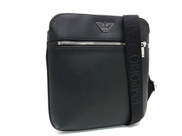 1円 ■新品同様■ EMPORIO ARMANI エンポリオアルマーニ レザー ワンショルダーバッグ 肩掛けかばん メンズ ブラック系 FA7397_画像1