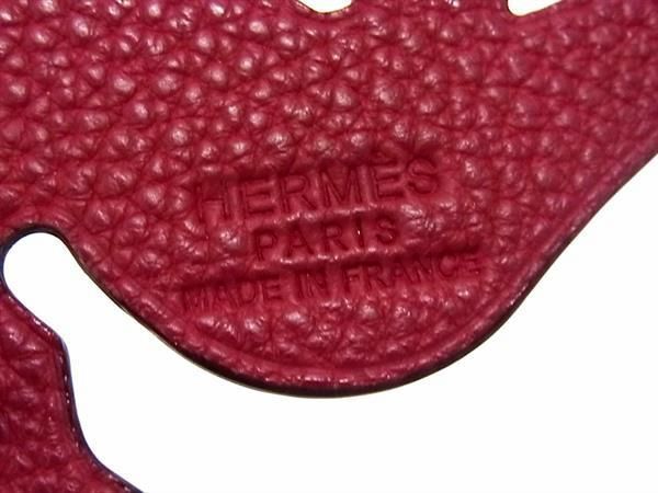 1円 ■極美品■ HERMES エルメス プティアッシュ レザー シーホース タツノオトシゴ バッグチャーム キーホルダー ボルドー系 AY2195_画像3