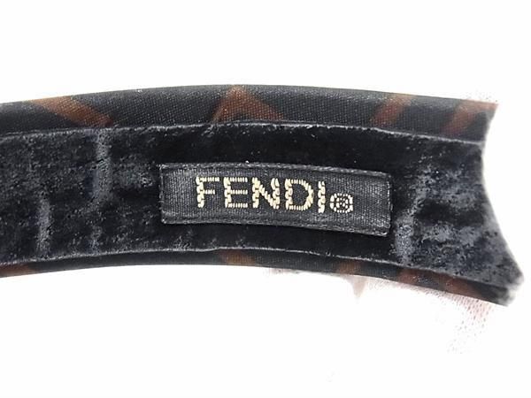 1円 FENDI フェンディ ナイロン 総柄 カチューシャ ヘアアクセサリー レディース ブラック系×ブラウン系 AY2595_画像3