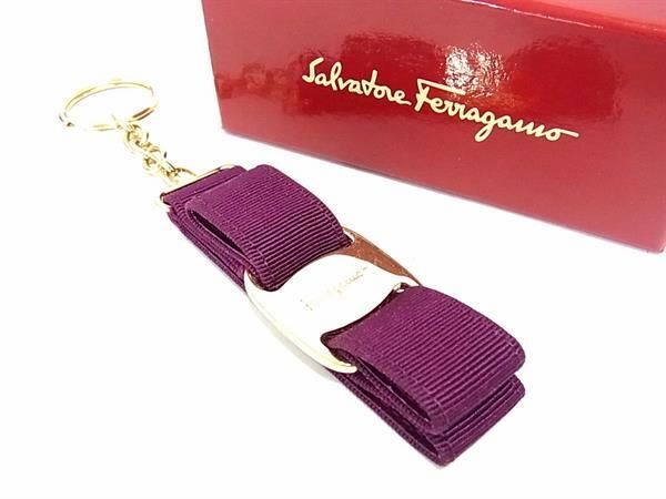 1 jpy # beautiful goods # Salvatore Ferragamo Ferragamo vala ribbon canvas key holder key ring bag charm wine red AZ2081
