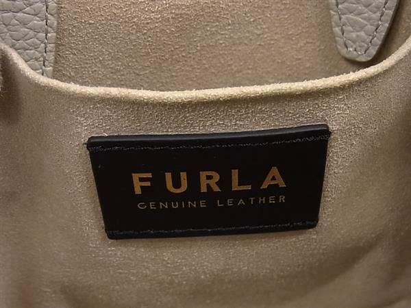 1円 ■美品■ FURLA フルラ ネット ミニ レザー 2WAY クロスボディ ハンドバッグ トート ショルダー 斜め掛け グレー系 AZ2553_画像6