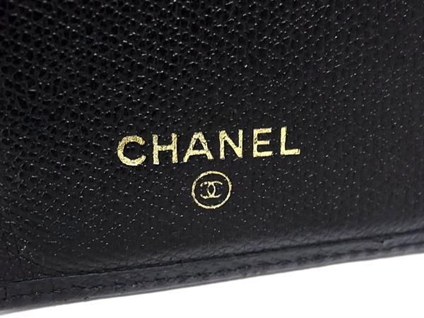 1円 CHANEL シャネル ココボタン レザー 二つ折り 長財布 ウォレット 小銭入れ 札入れ レディース ブラック系 AY3193_画像6