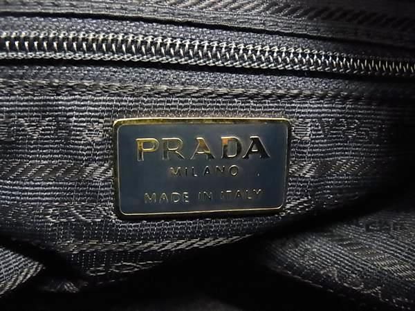 1円 ■美品■ PRADA プラダ テスートナイロン メタルハンドル ハンドバッグ トートバッグ レディース ネイビー系×ゴールド系 BI2222_画像6