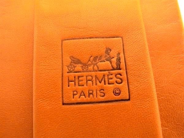 1円 ■美品■ HERMES エルメス ラムスキン ネクタイ 紳士 ビジネス メンズ オレンジ系 FA6957_画像3