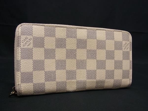 1円 LOUIS VUITTON ルイヴィトン N41660 ダミエアズール ジッピーウォレット ラウンドファスナー 長財布 レディース アイボリー系 AZ3027_画像1