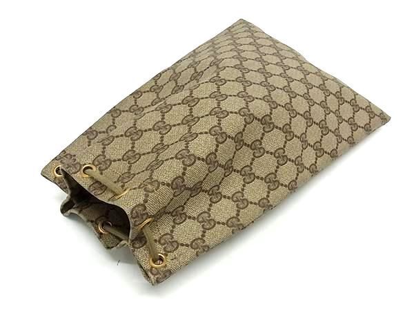 1円 ■美品■ GUCCI グッチ 97 19 303 インターロッキングG GG柄 PVC 巾着型 クラッチ セカンドバッグ マルチケース ブラウン系 AY3083_画像2