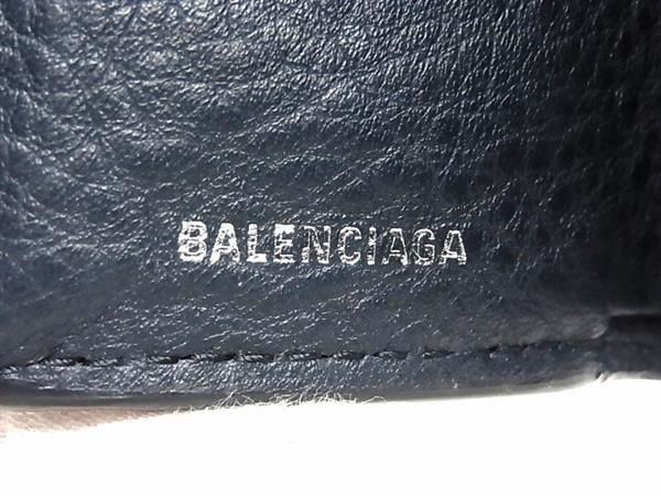 1円 ■美品■ BALENCIAGA バレンシアガ ペーパーミニ レザー 三つ折り 財布 ウォレット 小銭入れ 札入れ レディース ネイビー系 FA8091_画像6