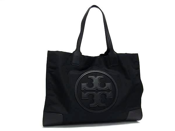 1円 ■美品■ TORY BURCH トリーバーチ エラ ナイロン×レザー トートバッグ ショルダーバッグ 肩掛け レディース ブラック系 AZ2479_画像1