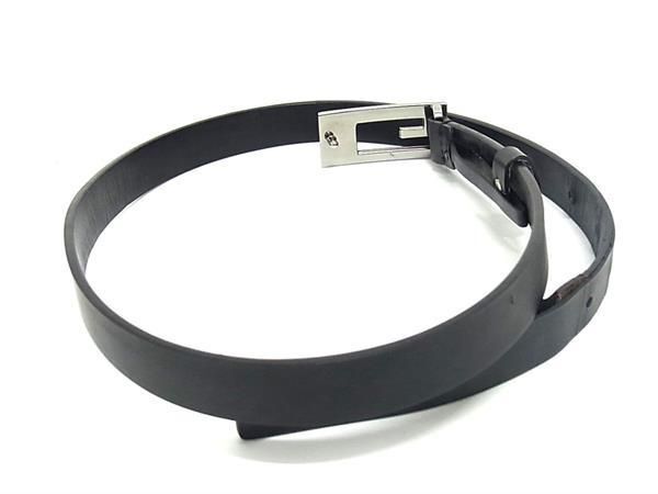 1 jpy GUCCI Gucci 036 2194 1498 leather silver metal fittings belt declared size 75*30 men's black group AZ3239